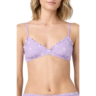 Florence By Mills Eyelet Cotton Bralette In Lavender Multi