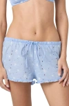 Florence By Mills Eyelet Tie Waist Organic Cotton Shorts In Blue/jet Steam