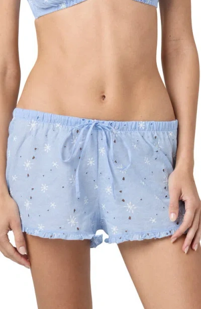 Florence By Mills Eyelet Tie Waist Organic Cotton Shorts In Blue/jet Steam
