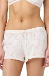 Florence By Mills Eyelet Tie Waist Organic Cotton Shorts In Jet Steam/pink
