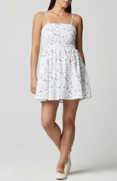 Florence By Mills Fit & Flare Smocked Minidress In White