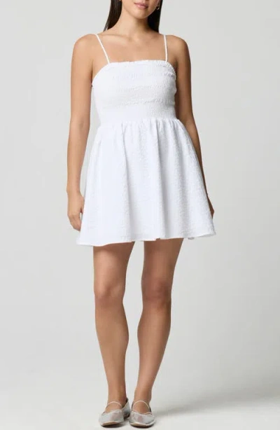 Florence By Mills Fit & Flare Smocked Minidress In White