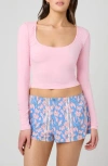 Florence By Mills Fitted Long Sleeve Crop Top In Pink