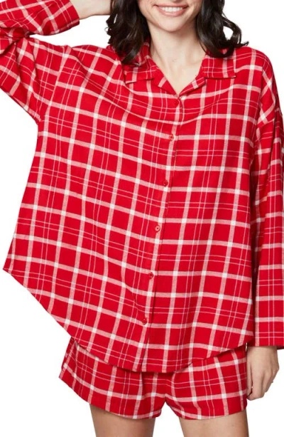 Florence By Mills Flannel Sleep Shirt In Scarlet Plaids
