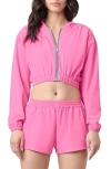 Florence By Mills Front Zip Hooded Crop Track Jacket In Pink