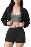 Florence By Mills Front Zip Hooded Crop Track Jacket In Black