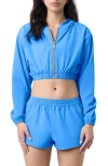 Florence By Mills Front Zip Hooded Crop Track Jacket In Blue