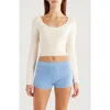 Florence By Mills Fuzzy Crop Sweater In Whitecap