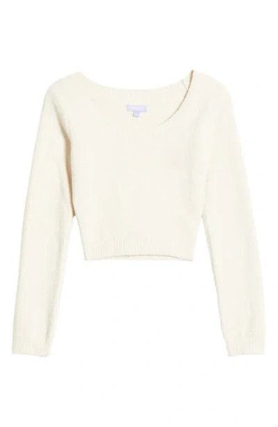 Florence By Mills Fuzzy Crop Sweater In Whitecap
