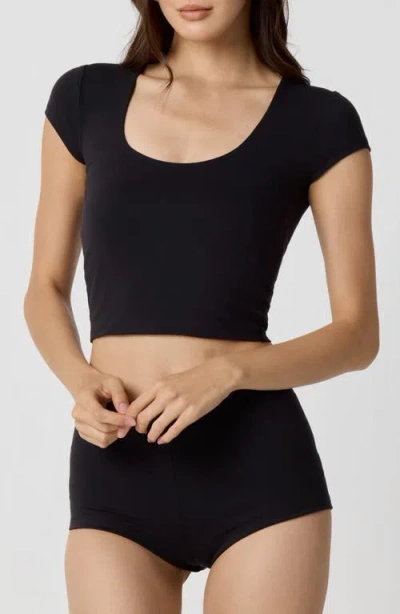 Florence By Mills Get Your Plunge On Crop Top In Black