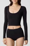 Florence By Mills Get Your Plunge On Scoop Neck Crop T-shirt In Black