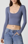 Florence By Mills Get Your Plunge On Scoop Neck Crop T-shirt In Blue