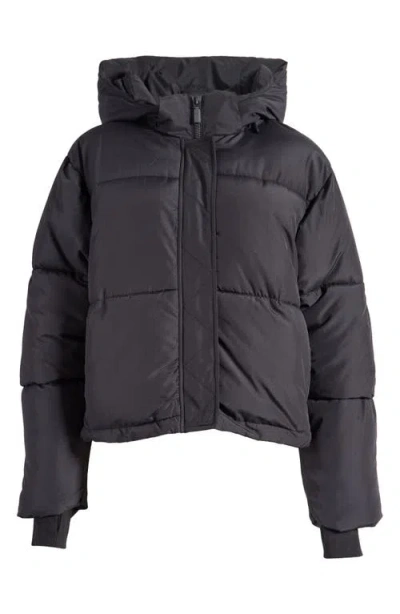 Florence By Mills Hooded Short Puffer Jacket In Black