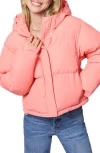 Florence By Mills Hooded Short Puffer Jacket In Strawberry Ice