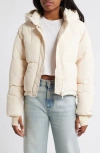 Florence By Mills Hooded Short Puffer Jacket In Whitecap Grey