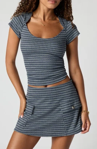 Florence By Mills Houndstooth Square Neck Top In Blue