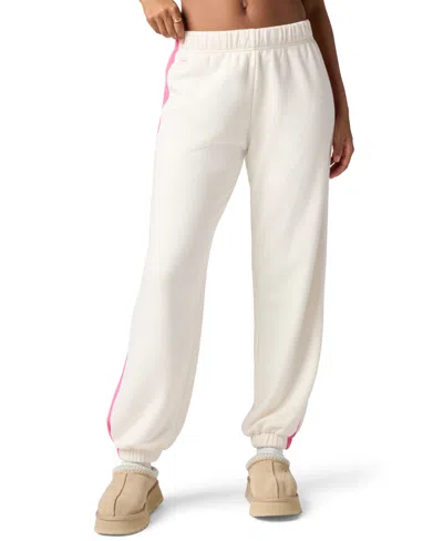 Florence By Mills Juniors' Cozy Crush High-rise Stripe Cotton-blend Jogger In Neutral
