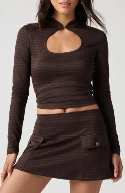 Florence By Mills Keyhole Cutout Knit Top In Brown