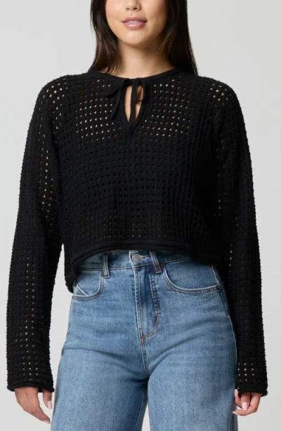 Florence By Mills Keyhole Open Knit Crop Sweater In Black