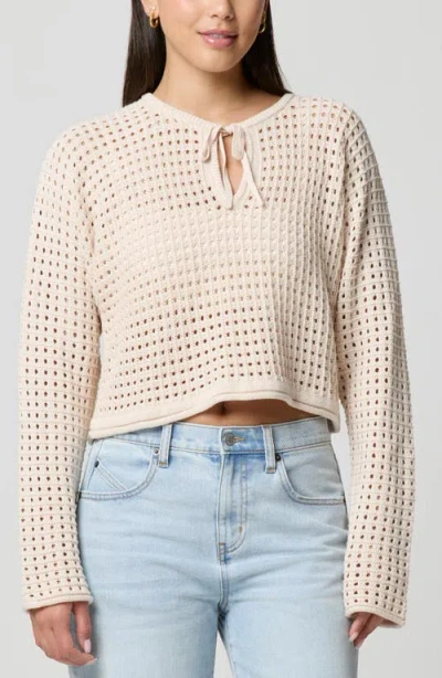 Florence By Mills Keyhole Open Knit Crop Sweater In Neutral