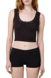 Florence By Mills Lace Trim Crop Tank In Black