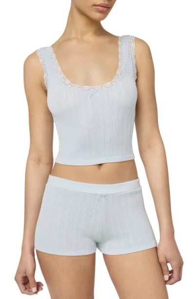 Florence By Mills Lace Trim Crop Tank In Delicate Blue