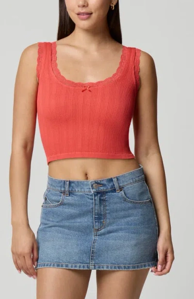 Florence By Mills Lace Trim Crop Tank In Red