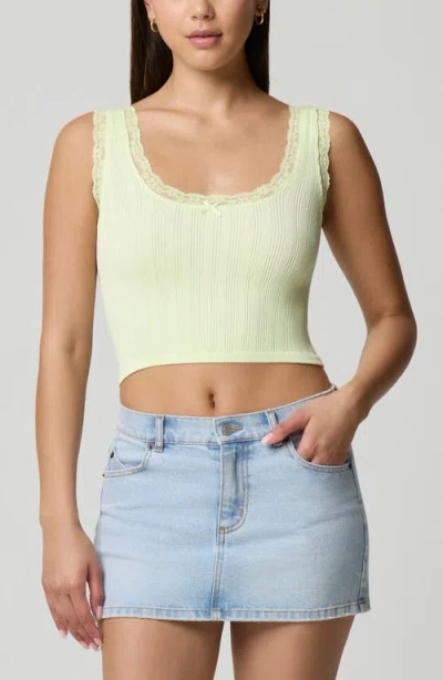 Florence By Mills Lace Trim Crop Tank In Yellow