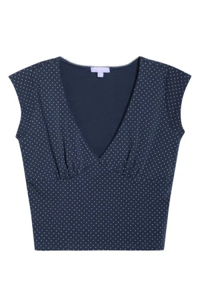 Florence By Mills Lace Trim T-shirt In Blue