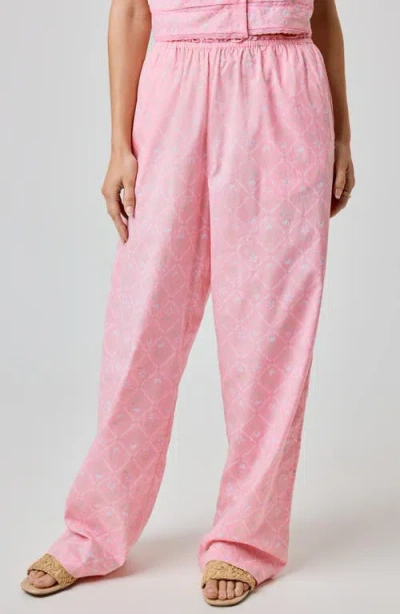 Florence By Mills Lace Trim Wide Leg Cotton Pants