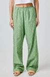 Florence By Mills Lace Trim Wide Leg Cotton Pants In Green