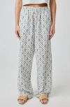 Florence By Mills Lace Trim Wide Leg Cotton Pants In Multi