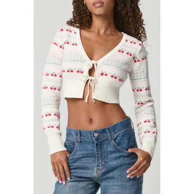 Florence By Mills Ma Cherie Tie Front Crop Cardigan In White