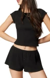 Florence By Mills Lettuce Edge Cotton Blend Crop Top In Black
