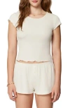 Florence By Mills Lettuce Edge Cotton Blend Crop Top In Jet Stream