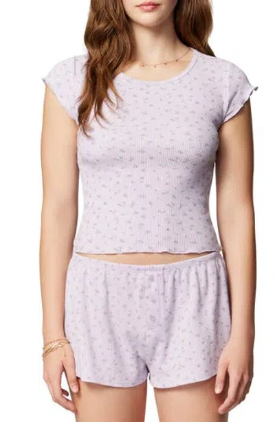 Florence By Mills Lettuce Edge Cotton Blend Crop Top In Soft Millie Lavendar Floral