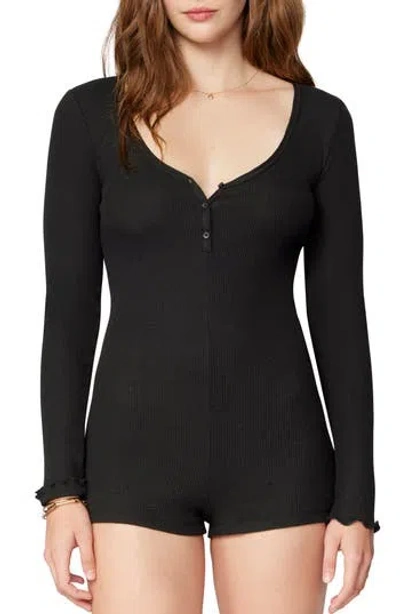 Florence By Mills Micro Thermal Long Sleeve Romper In Black