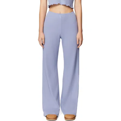 Florence By Mills Micro Thermal Wide Leg Pants In Smokey Purple