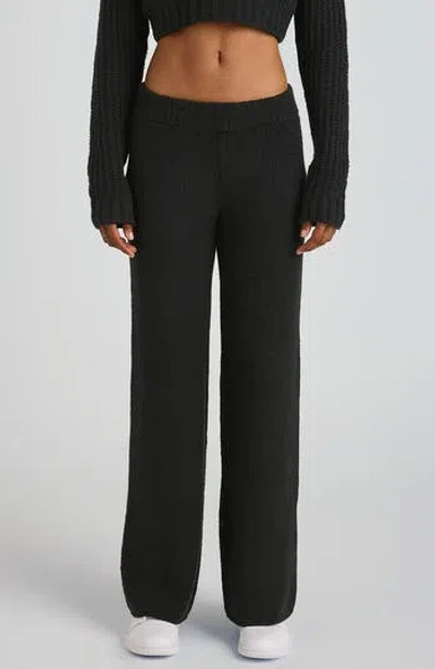 Florence By Mills Mid Rise Wide Leg Knit Pants In Black