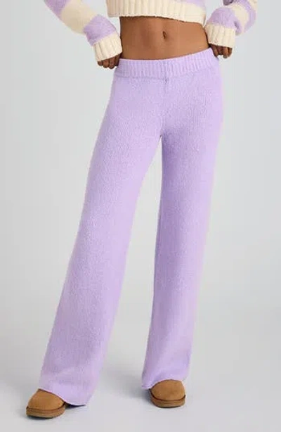 Florence By Mills Mid Rise Wide Leg Knit Pants In Purple
