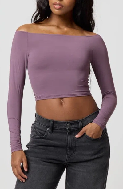 Florence By Mills Off The Shoulder Crop Top In Purple