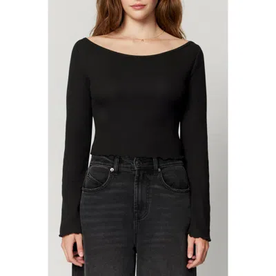 Florence By Mills Off The Shoulder Long Sleeve Crop Top In Black