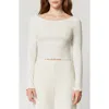 Florence By Mills Off The Shoulder Long Sleeve Crop Top In White