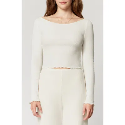 Florence By Mills Off The Shoulder Long Sleeve Crop Top In White