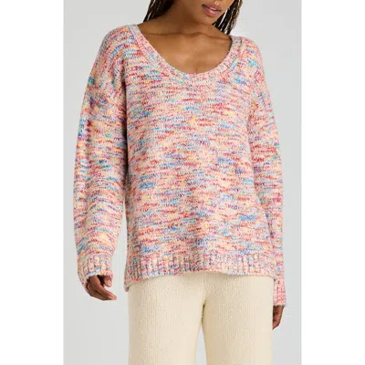 Florence By Mills Open Stitch V-neck Pullover In Pink