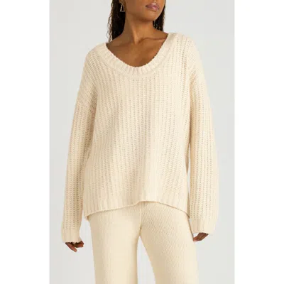 Florence By Mills Open Stitch V-neck Pullover In White