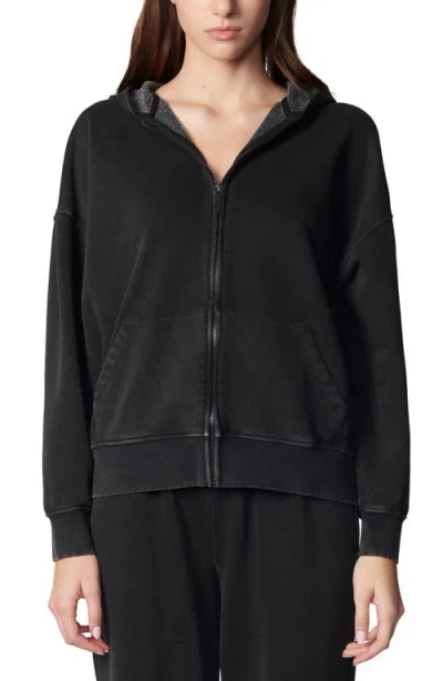 Florence By Mills Oversized Front Zip Hoodie In Washed Black
