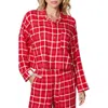 Florence By Mills Plaid Flannel Crop Pajama Shirt In Scarlet Plaids