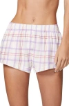 Florence By Mills Plaid Flannel Pajama Shorts In Jet Stream Plaid