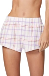 Florence By Mills Plaid Flannel Pajama Shorts In Jet Stream Plaid